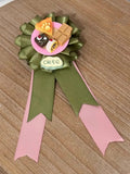 Badge vert rose et