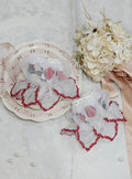 Detachable Blue Red/Green/Pink Floral Puff Lolita Trim Scalloped Sweet with Dark Edge Sleeves