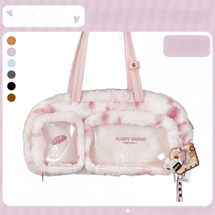 Strawberry Pink Fluffy Shoulder Bag Bread Sweet Design Ita Cream