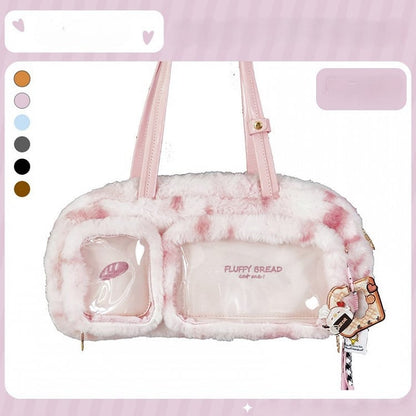 Strawberry Pink Fluffy Shoulder Bag Bread Sweet Design Ita Cream