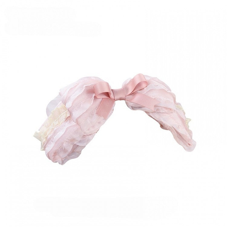 Bow Lace Hairclip Sweet Pink Multi-Layered Lolita