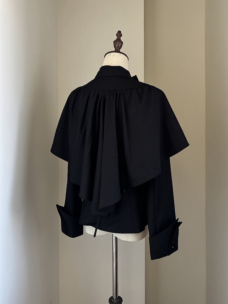 with Shirt Ouji Gothic Bowtie Cape Black Design Jabot Lolita