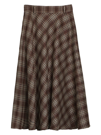 Millard Brown Vintage-Inspired Fashion Tea Length Skirt Plaid