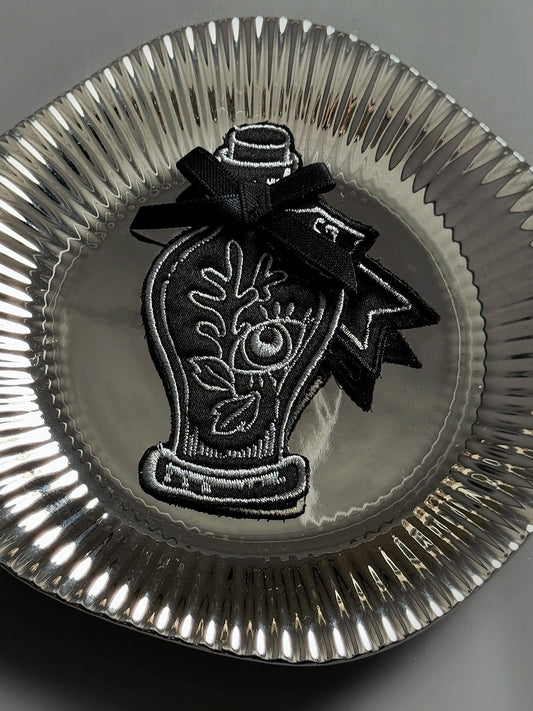 Black Embroidery / Potion Red Brooch