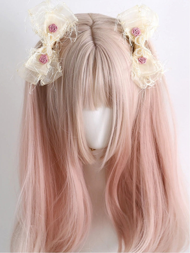 Hairclips Pink Tulle Lolita Cream