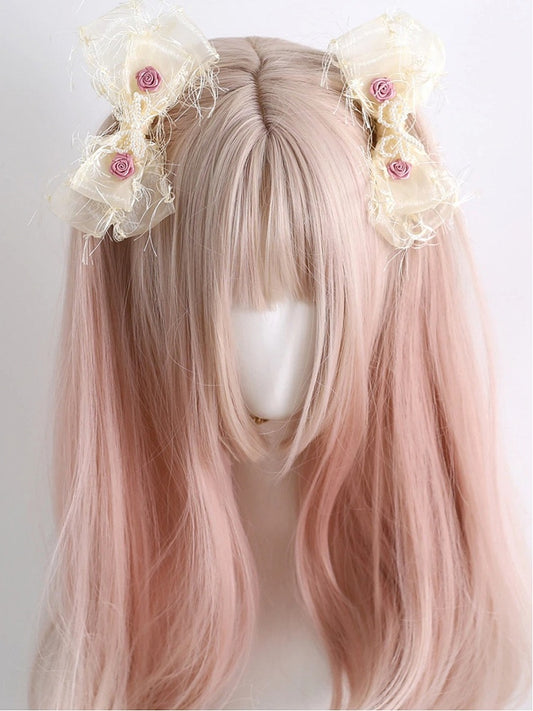 Hairclips Pink Tulle Lolita Cream