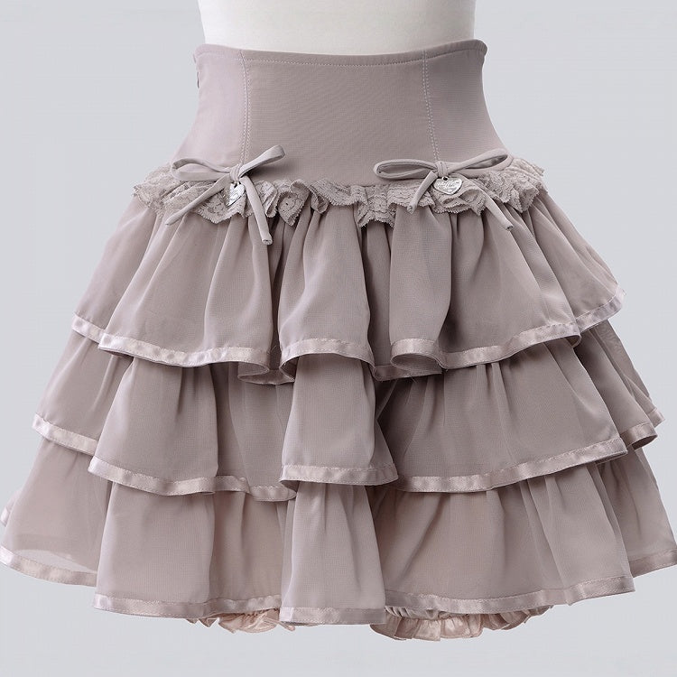 Dusty Pink High-Waist Ruffle Skirt with Shorts Liner - Fluffy Heart