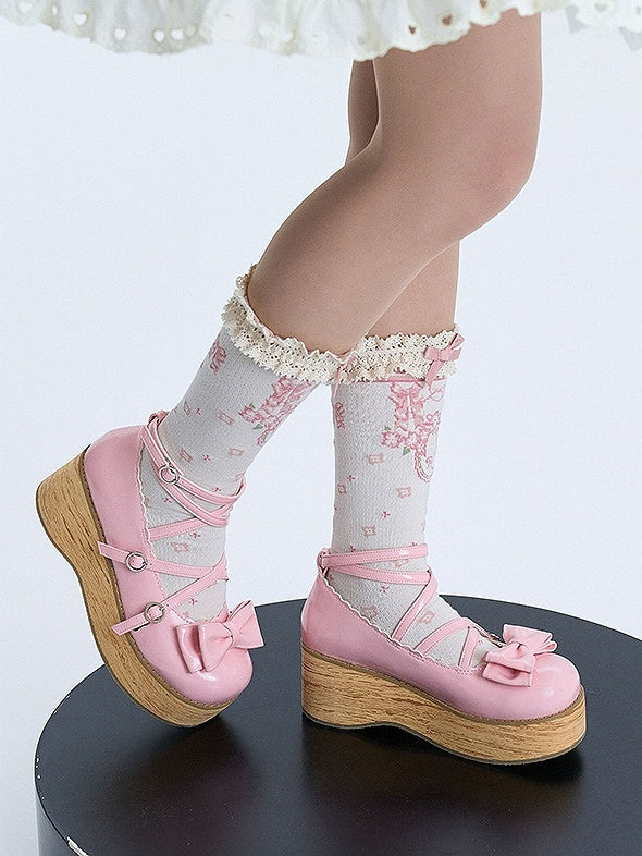 Lolita Toe Shoes Platform Round Sweet - Pink Peach
