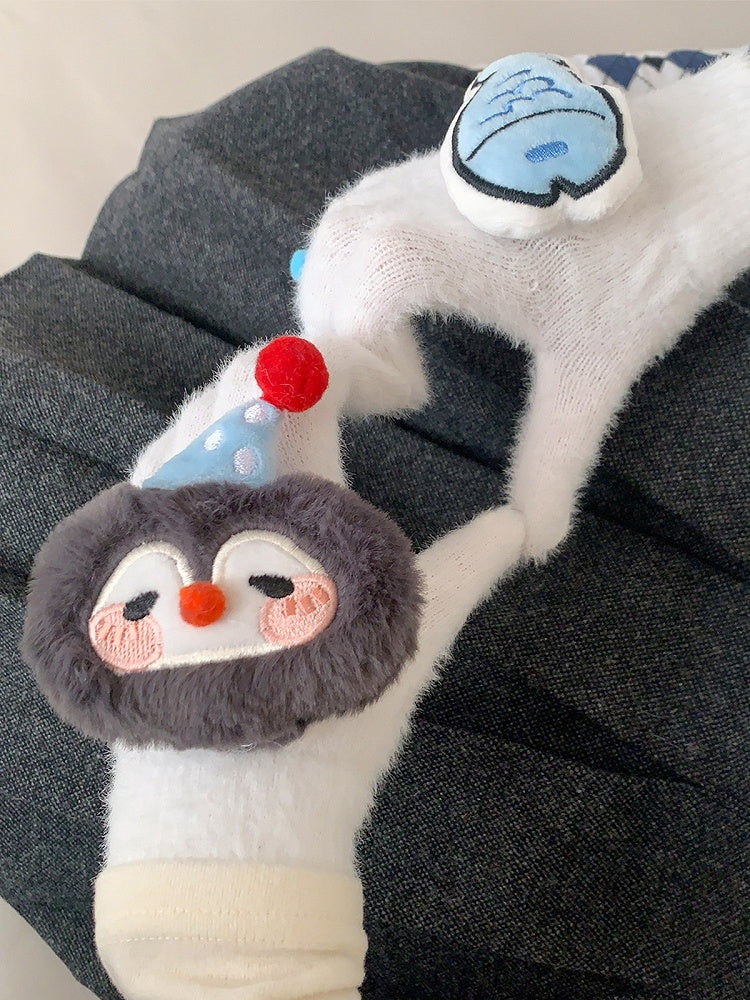 Faux (2 Fur Colors) Gloves Penguin Fish