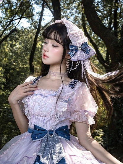 Floral Embroidered Parasol Hairpiece with Lace Trim - Mademoiselle Pearl