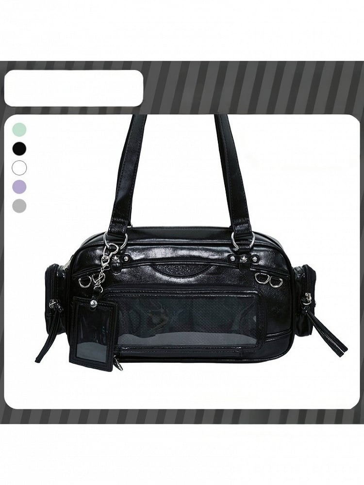 Sparkle Black Shoulder Bag with Transparent Window - DRDR