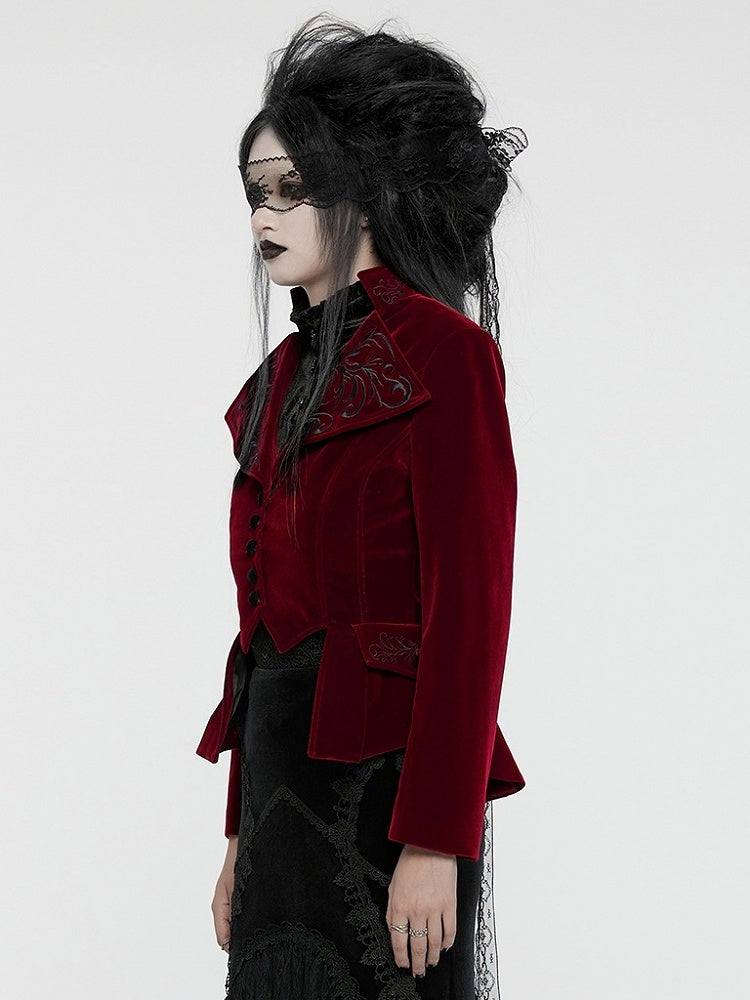 Coat Goth Red Exquisite Embroidered