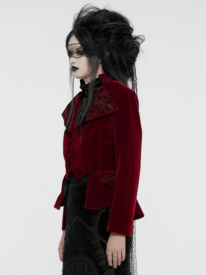 Coat Goth Red Exquisite Embroidered