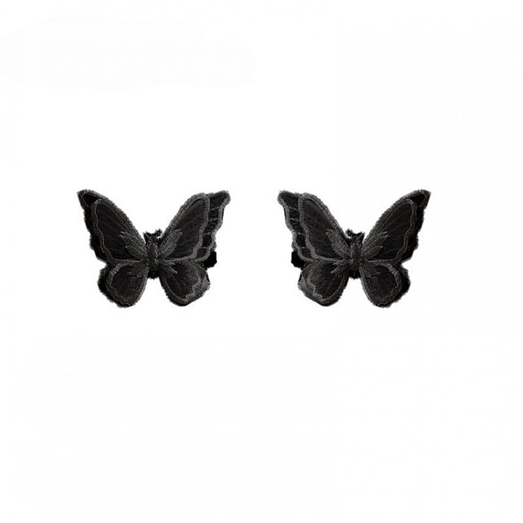 Hairclips/Brooches White/Black Embroidered Butterfly