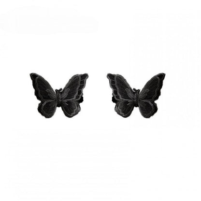 Hairclips/Brooches White/Black Embroidered Butterfly