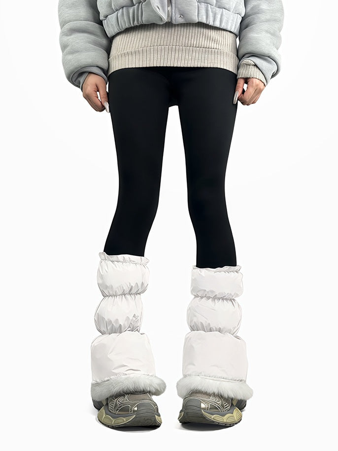 グレー/ホワイト/ブラック パフィーウォームレッグウォーマー