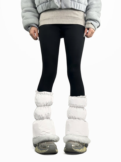 グレー/ホワイト/ブラック パフィーウォームレッグウォーマー