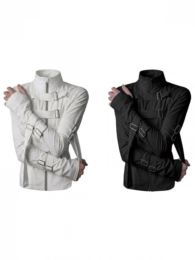 Black/White Visual System Summer Sun Protection Jacket with Buckle Straps - Nova nexus