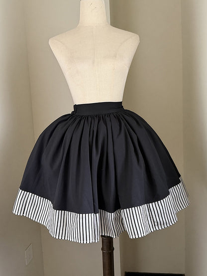 White Striped Hem Gothic Lolita Skirt - Flower Fairy Daily