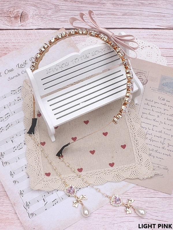 Charms Jirai Rhinestone KC Chain Pearl With 5 Bowknot Options Kei Color