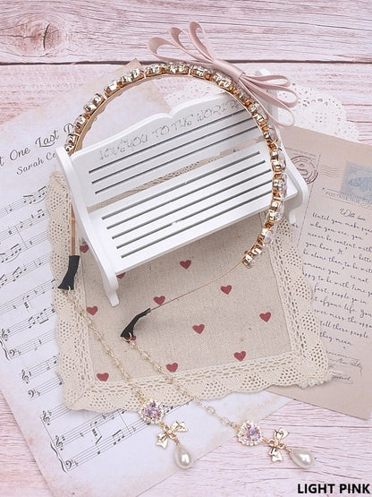 Charms Jirai Rhinestone KC Chain Pearl With 5 Bowknot Options Kei Color