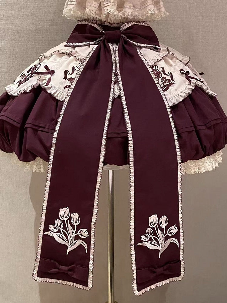 Tulip Floral Delicate Picot Trim Bowknot Train - Whispering Roses