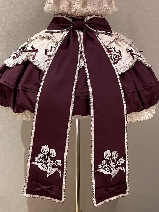 Tulip Floral Delicate Picot Trim Bowknot Train - Whispering Roses