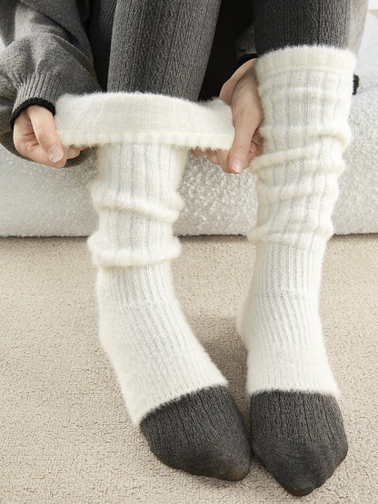 Knit Toe-Open Warmers Fuzzy 4-Color Leg