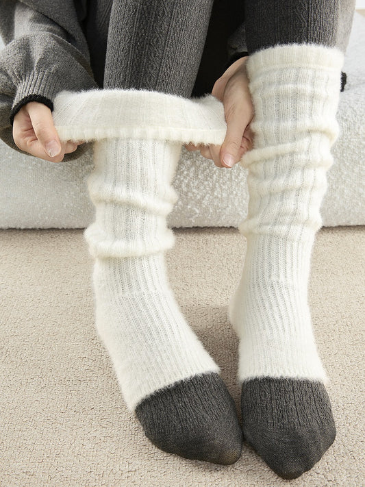 Knit Toe-Open Warmers Fuzzy 4-Color Leg