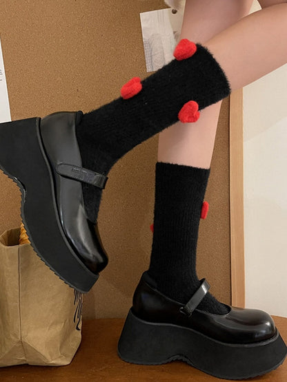 Socks Decorated Heart Colors Warm Fuzzy 5