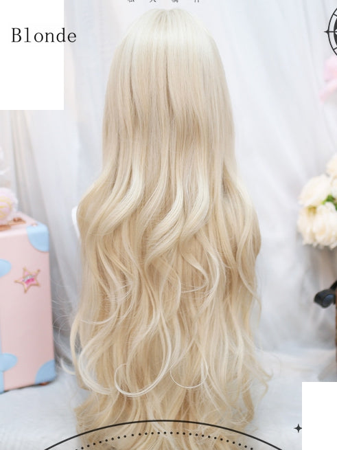 Wigs Air Long 75-80cm Pink/Black/Dark Brown/Blonde/Grey Brown/Light Wavy With Bangs