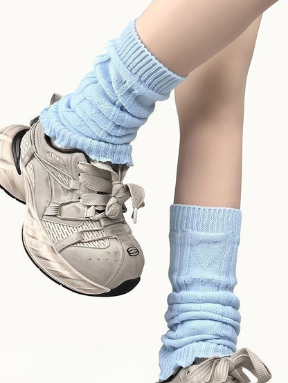 ニットブルー/イエロー/ブラック/ホワイトレッグウォーマー