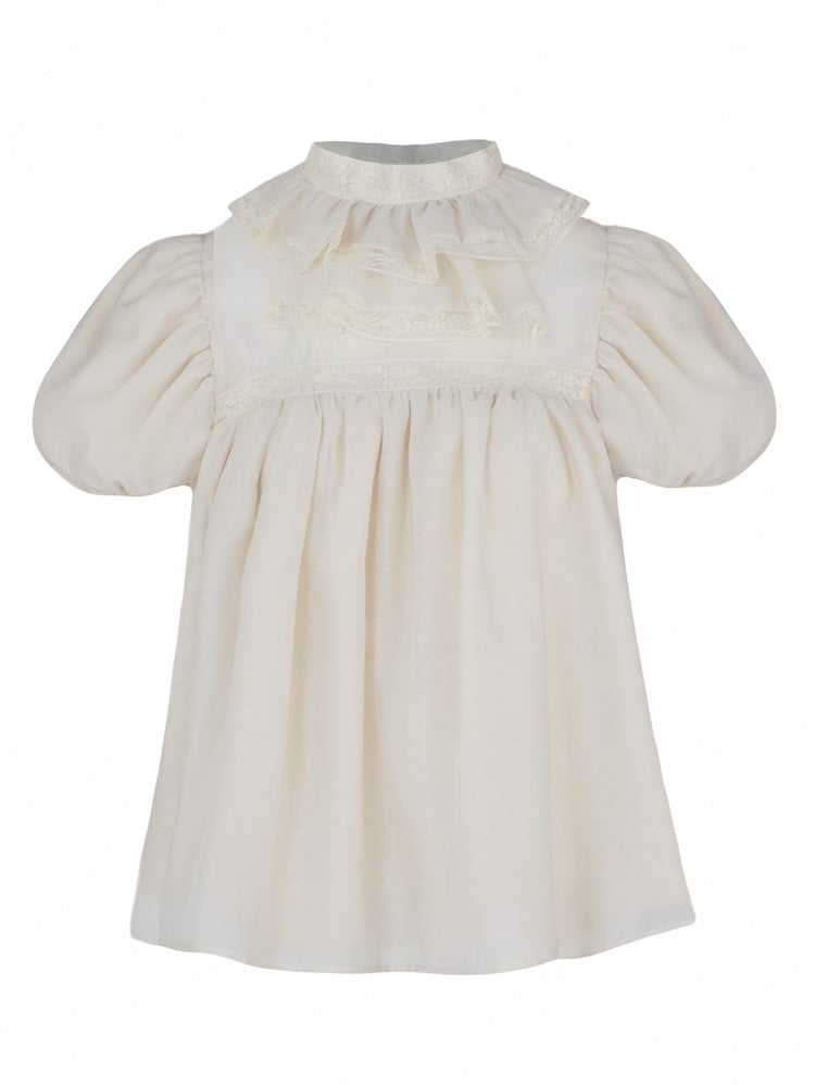 Sleeves Ruff Puff Beige Collar Blouse Lolita