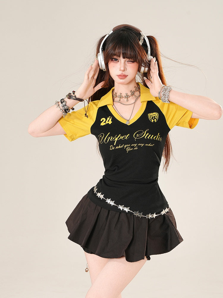 ブラック ゴムウエスト ミニバブルスカート