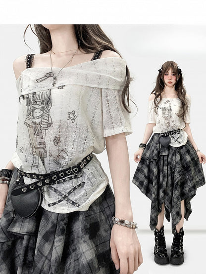 Y2K Girl Cutout And White Detail Cartoon Cat Design