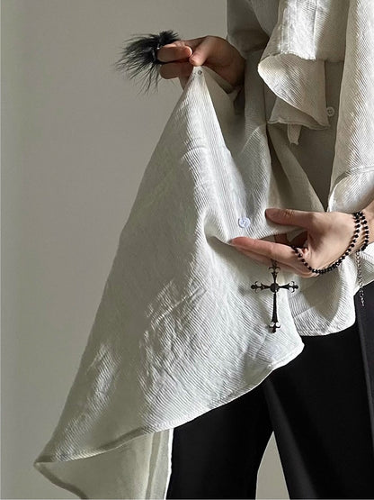 Cascading Prince Short Ruffle Light - Ouji Accents Asymmetrical Hem Shirt Sleeves Green