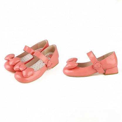 Mary Bow im Lolita-Top Pink Toe Janes - Sweet Heart Heels Schnalle Round Dark Low