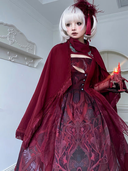 赤/黒/紫の龍と月の刺繍ショール