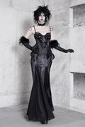 Black Sleeveless Print Stitching Slim Gothic Jsk Dress