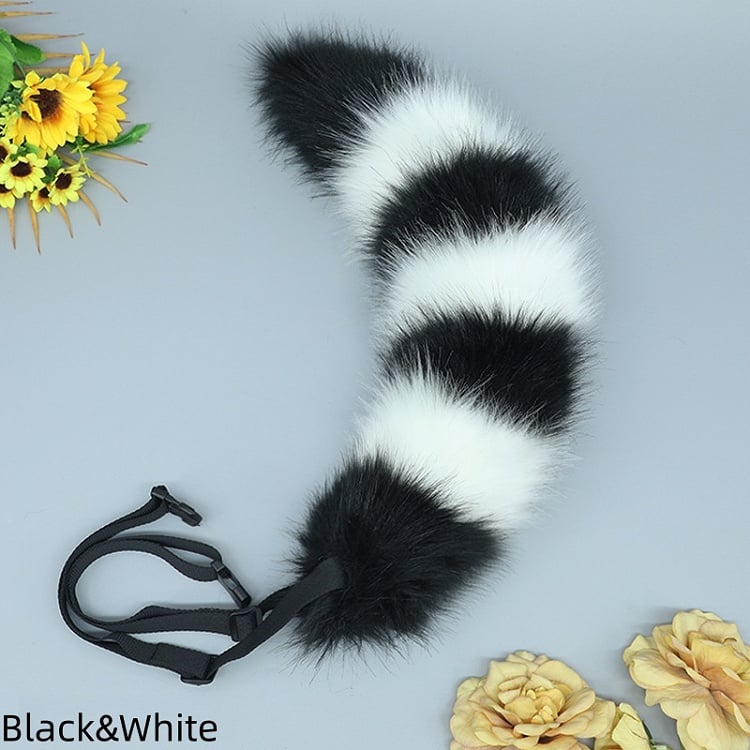 Plush Lolita Colors Striped Fox Cute Tail 8