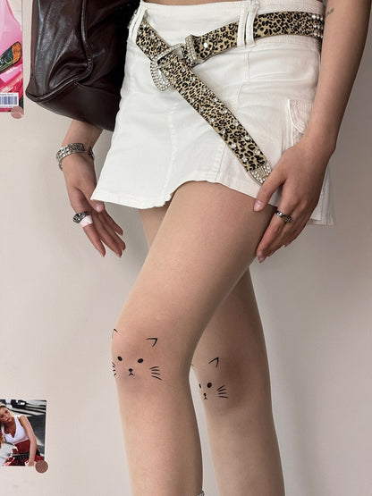 Design Kitty Tattoo Cute Nude Tights