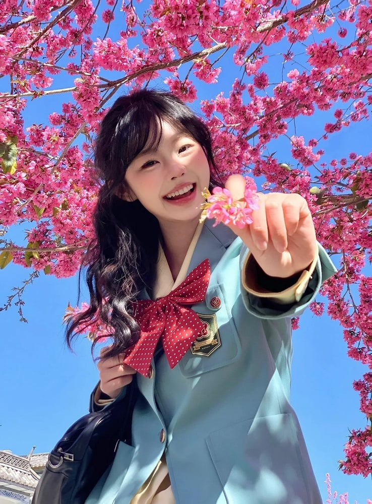 グリーンのノッチカラーのプレッピーミントJK制服ブレザー