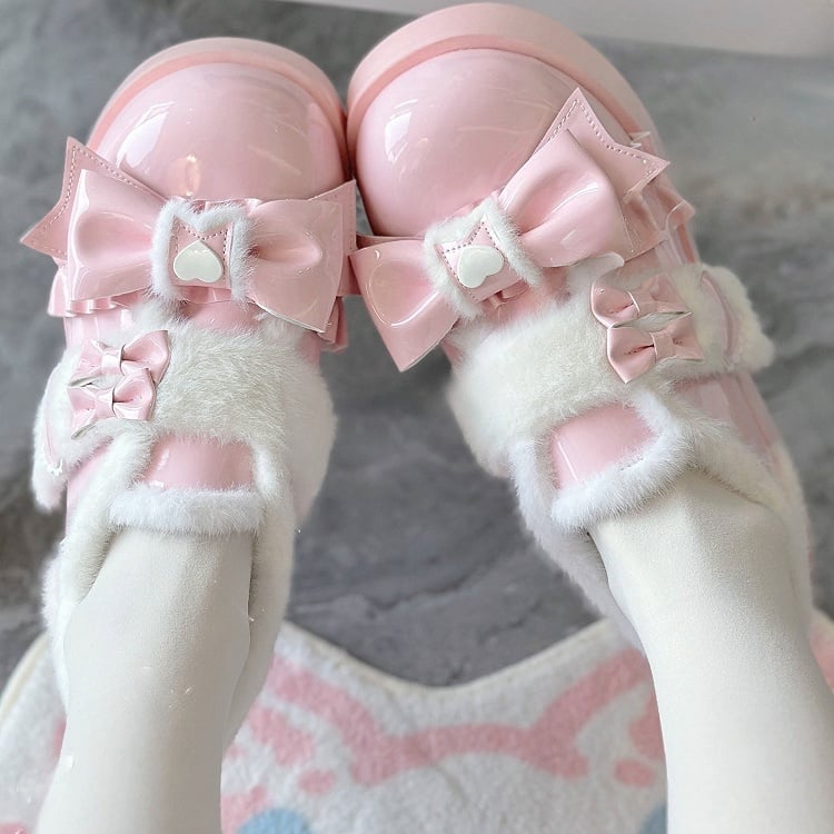 Pink Sweet Light Lolita - Heart Platform Motifs Shoes