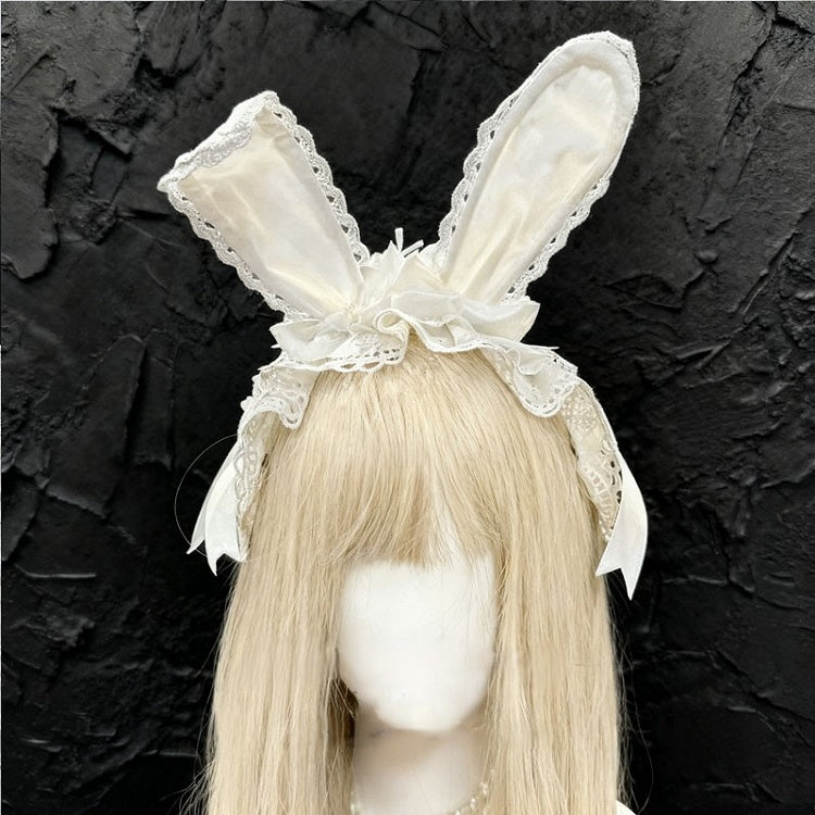 Ear Bow Bunny Sweet KC Lace with Lolita Accents White
