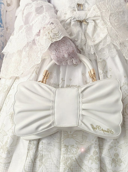 Sweet Lolita Bowknot Bag with Pearls & Lace - Sheep Puff Bag