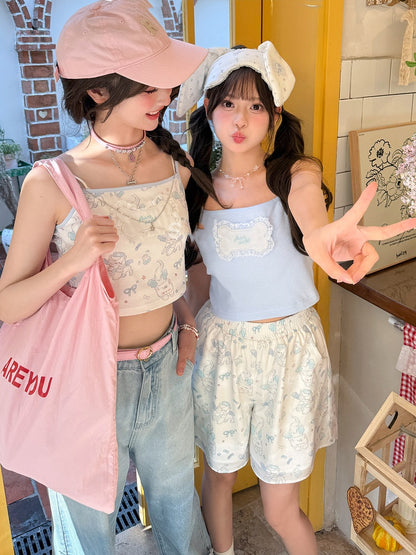 Süßes blau/weißes Cami-Top