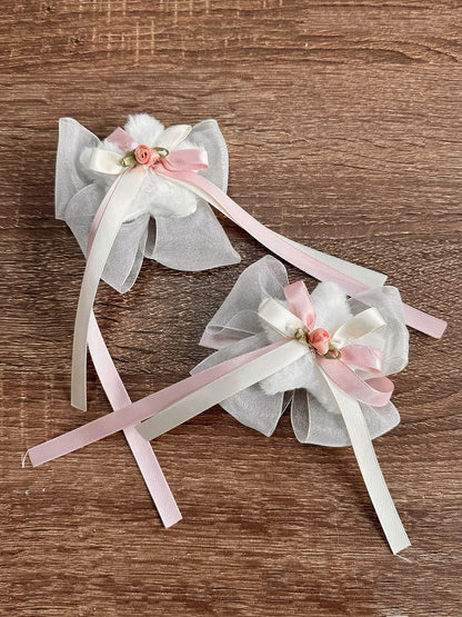 Star Bowknot Plush White Hairclip