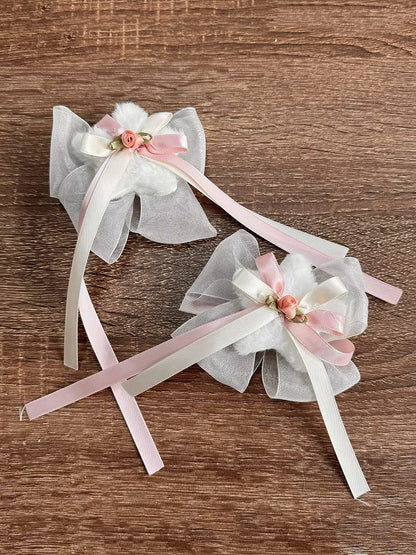 Hairclip Plush Bowknot Star White