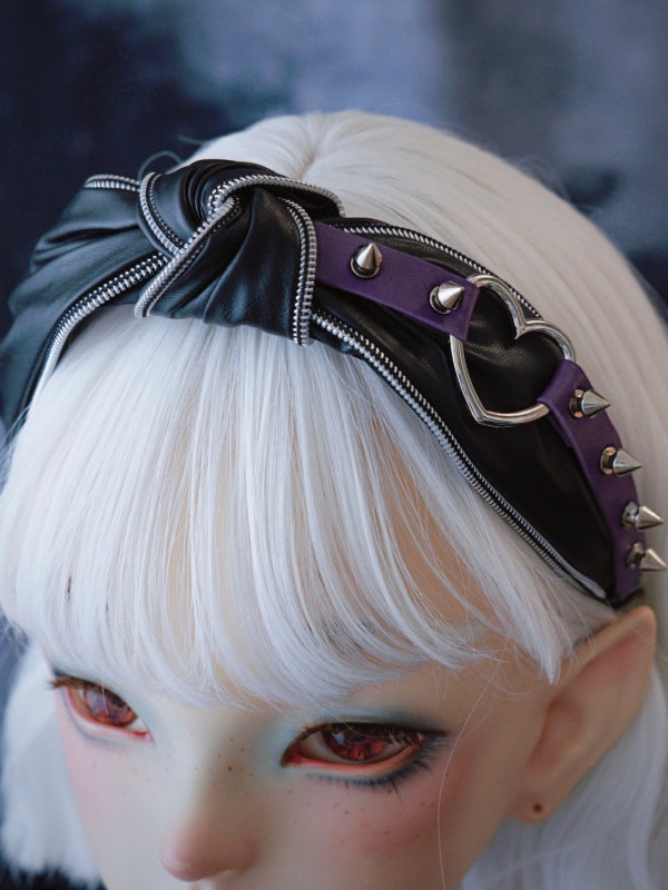 Schnallennieten Schwarz KC Lila und Knoten verziertes Gothic-Design