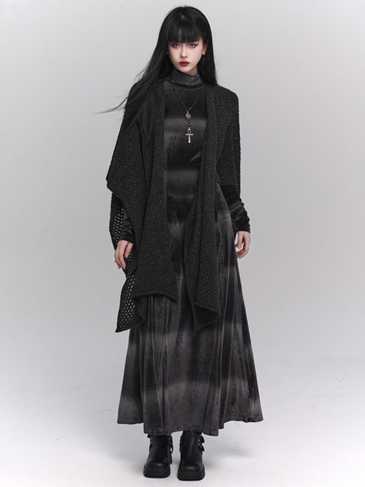 Gothic Black Cross Pendant Beaded Necklace